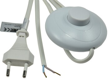 Netzkabel mit Fußschalter blanke Enden 2m lang weiß