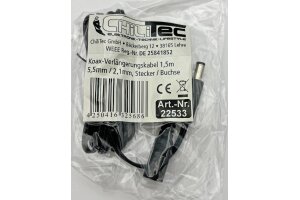 Verlängerungskabel für Netzteile 1,5m 5,5mm / 2,1mm Stecker / Buchse