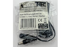 Verlängerungskabel für Netzteile 3m 5,5mm / 2,1mm Stecker / Buchse
