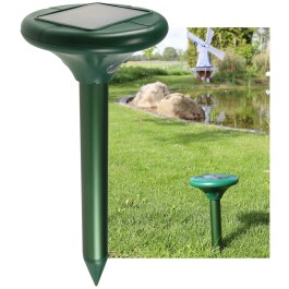 Maulwurf- + Wühlmaus-Schreck Premium Solar Schall +...