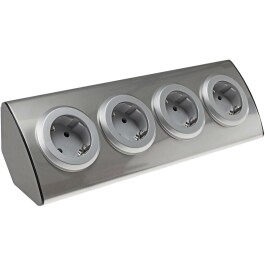 4-fach Steckdosenblock Edelstahl 90° für Eck-...