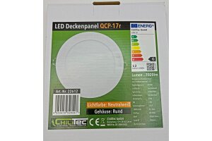 LED Licht-Panel QCP-17R Ø 17cm 230V 12W 1020Lumen,4200K / neutralweiß