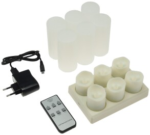 LED Kerzen mit IR-Fernbedienung 6er-Set Ladestation +...