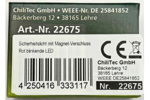 Sicherheitslicht mit Magnet-Verschluss Rot blinkende LED
