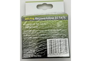 DELPHI Netzwerk-Dose 2x CAT6 inkl. Rahmen UP weiß