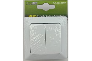 MILOS Serien-Schalter 2-fach weiß matt 250V~/ 10A inkl. Rahmen UP