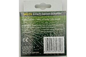 MILOS Serien-Schalter 2-fach weiß matt 250V~/ 10A inkl. Rahmen UP