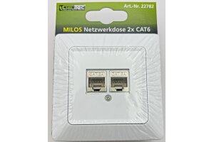 MILOS Netzwerk-Dose 2x CAT6 inkl. Rahmen UP matt weiß