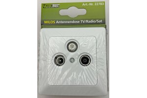 MILOS Antennendose TV+Radio+Sat inkl. Rahmen UP weiß matt