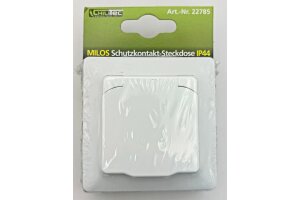 MILOS Schutzkontakt-Steckdose IP44 250V~/ 16A inkl. Rahmen UP weiß matt