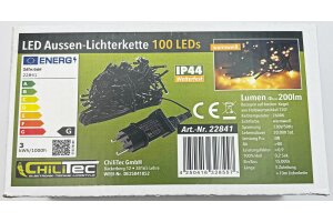 LED Aussen-Lichterkette CT-ALK100 10m warmweiß Kabel schwarz IP44 100 LEDs