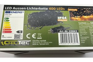 LED Aussen-Lichterkette CT-ALK400 40m warmweiß Kabel schwarz IP44 400 LEDs