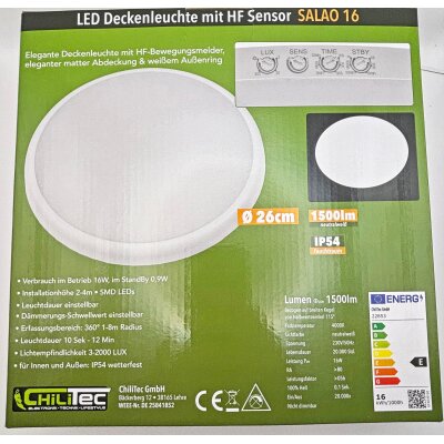 LED Deckenleuchte SALAO 16 NW IP54 16W 1500lm 4000K HF-Bewegungsm.