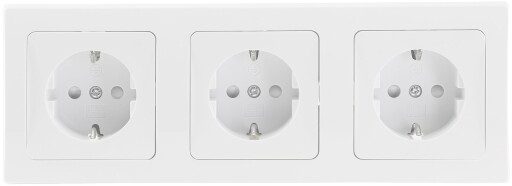 DELPHI Set 3 Steckdo.+ 3-fach Rahmen 250V~/ 16A Steckanschluss weiß