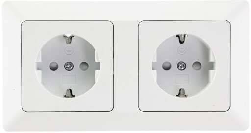 MILOS Set 2 Steckdosen+ 2-fach Rahmen 250V~/ 16A Steckanschluss Matt-weiß