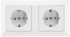 MILOS Set 2 Steckdosen+ 2-fach Rahmen 250V~/ 16A Steckanschluss Matt-weiß