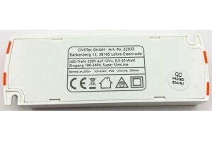 LED-Trafo CT-SL20 SlimLine 0,5-20W Ein 180-264V Aus 12V= Konstantspannung