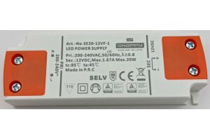 LED-Trafo CT-SL20 SlimLine 0,5-20W Ein 180-264V Aus 12V= Konstantspannung
