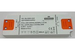 LED-Trafo CT-SL30 SlimLine 0,5-30W Ein 198-264V Aus 12V= Konstantspannung