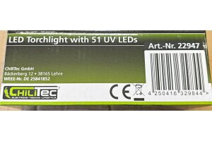 LED-Taschenlampe mit 51 UV LEDs Schwarzlicht ØxL 55x145mm