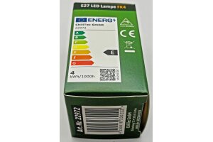 LED Tropfenlampe E27 Filament T4 3000k 524lm 230V/4W warmweiß