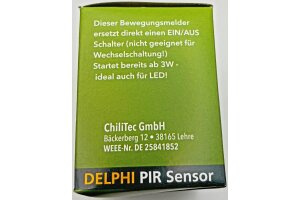 DELPHI Bewegungsmelder 160° weiß LED geeignet  250V~ Unterputz 2-Draht