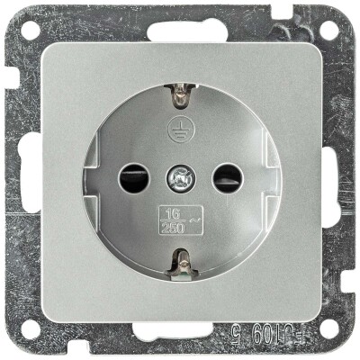 DELPHI Schutzkontakt-Steckdose silber 250V~/ 16A Steckanschluss ohne Rahmen