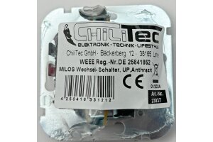 MILOS Wechsel-Schalter UP Anthrazit 250V~/ 10A OHNE Rahmen Steckanschluss