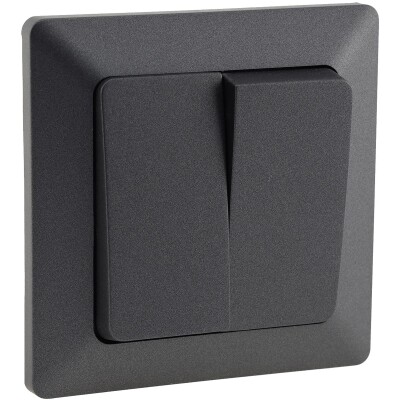 MILOS Serien-Schalter 2-fach Anthrazit 250V~/ 10A inkl. Rahmen UP