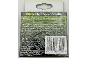 MILOS Serien-Schalter 2-fach Anthrazit 250V~/ 10A inkl. Rahmen UP
