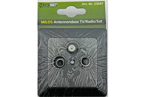 MILOS Antennendose TV+Radio+Sat inkl. Rahmen UP Anthrazit