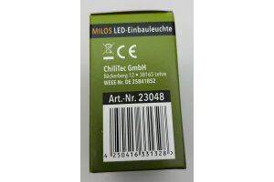 MILOS LED-Einbauleuchte COB Anthrazit 80x80mm 3000k warmweiß 55Lumen