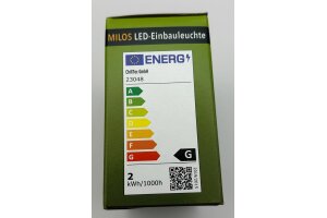 MILOS LED-Einbauleuchte COB Anthrazit 80x80mm 3000k warmweiß 55Lumen