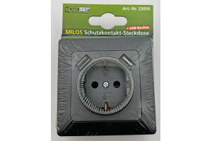 MILOS Schutzkontakt-Steckdose Anthrazit 250V~/ 16A UP 2x USB Buchse je 5V/1A