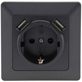 MILOS Schutzkontakt-Steckdose Anthrazit 250V~/ 16A UP 2x...