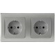 DELPHI Starter 2 Steckdo.+ 2-fach Rahmen 250V~/ 16A Steckanschluss silber