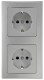 DELPHI Starter 2 Steckdo.+ 2-fach Rahmen 250V~/ 16A Steckanschluss silber
