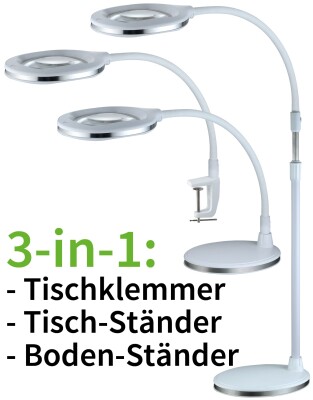 Lupenleuchte 3 Dioptrien CT-LL 67 3in1 5/10W 800lm 6400K Standfuss + Klemme