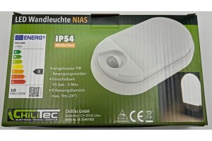 LED Wandleuchte NIAS IP54 3000K 10W 980lm 140° Bewegungsmelder