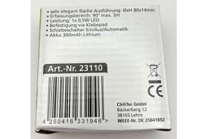 LED Treppenlicht mit Bewegungsmelder Akkubetrieb warmweiß slim: 14mm flach