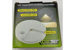 LED Treppenlicht mit Bewegungsmelder Akkubetrieb warmweiß slim: 14mm flach