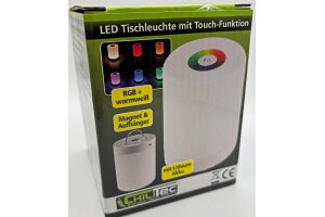 LED Akku-Tischleuchte mit Touch-Funktion Höhe 113mm Warmweiß + RGB