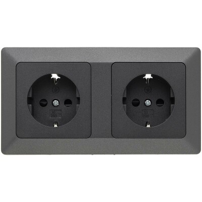 MILOS Set 2 Steckdo.+ 2-fach Rahmen 250V~/ 16A Steckanschluss Anthrazit