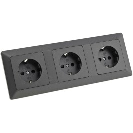MILOS Set 3 Steckdo.+ 3-fach Rahmen 250V~/ 16A...
