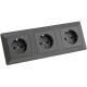 MILOS Set 3 Steckdo.+ 3-fach Rahmen 250V~/ 16A Steckanschluss Anthrazit