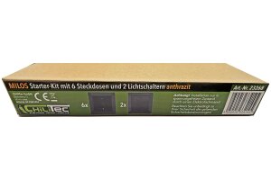 MILOS Starter-Kit 16-teilig Anthrazit 6x Steckdose 2x Schalter Klemmanschl.