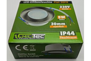 LED-Einbauleuchte Flat-30 FR-R 3000K Ø85x30mm 5W 460lm IP44 rund poliert