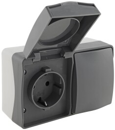 NUQUI Feuchtraum Kombi Schalter&Steckdos IP54 Aufputz...
