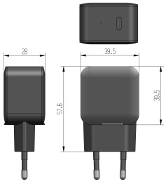 Stecker-Netzteil mit USB-C CTN-PD20 Ein 100-240V~ 5V/9V/12V 20W