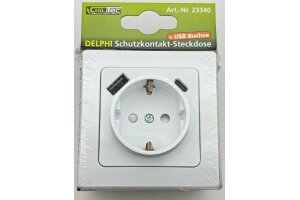 DELPHI Schutzkontakt-Steckdose weiß 230V~/ 16A Unterputz USB-C / PD